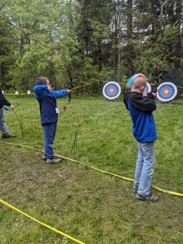 Scouts learning about Archery