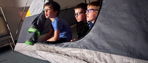 Scouts preparing their tent