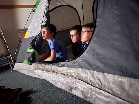 Scouts preparing their tent