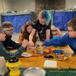 Scouts having breakfast at our Winter Overnighter