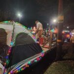 Scouts setting up their float for the Spirit of Christmas Parade